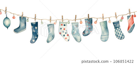 Watercolor Christmas garland isolated 106851422
