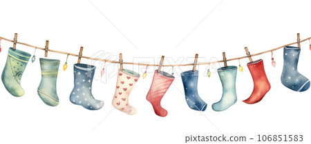 Watercolor Christmas garland isolated 106851583