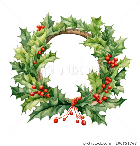 Watercolor Christmas wreath Watercolor Christmas wreath 106851768