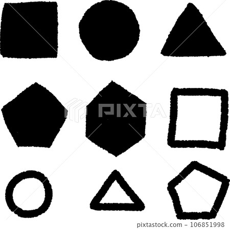 Hand-drawn square, circle, pentagon, hexagon illustration material set 106851998
