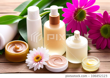 A set of handmade natural cosmetics. A set of handmade natural cosmetics. 106852123