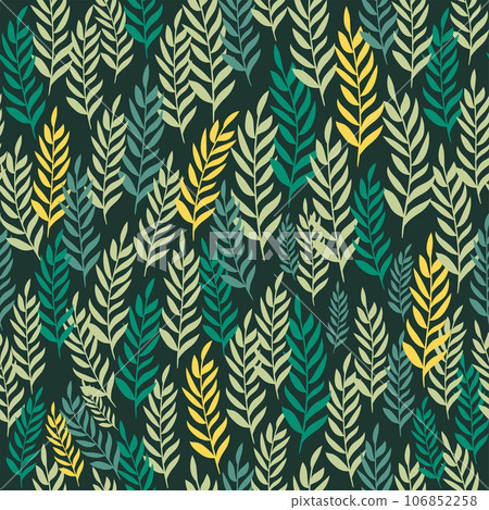 Flourish nature summer garden textured background. Floral seamless pattern. Branch with leaves 106852258