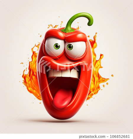 Cartoon Red Hot Chilli Pepper. Generative ai 106852681