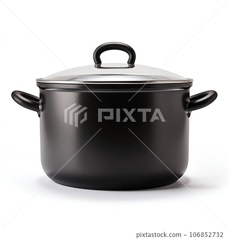 Front View of Cooking Pot with Lid Isolated. Generative ai 106852732