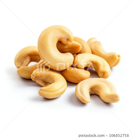 Piled Cashew Nuts Isolated on White Background. Generative ai 106852758