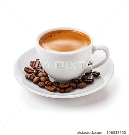 Cup of Hot Espresso Coffee Isolated on White. Generative ai Cup of Hot Espresso Coffee Isolated on White. Generative ai 106852860