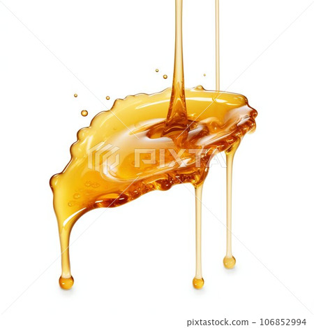 Golden Honey Dripping Elegance Isolated on White Background. Generative ai 106852994