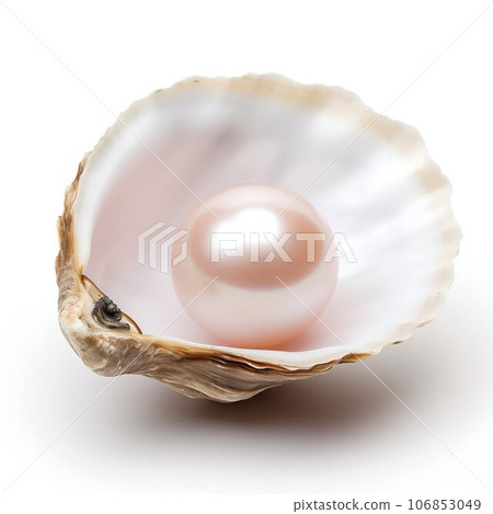 Bright Pearl Oyster Isolated on White Background. Generative ai 106853049