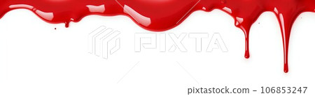 Red Slime Dripping from Top Isolated on White Background. Generative ai 106853247