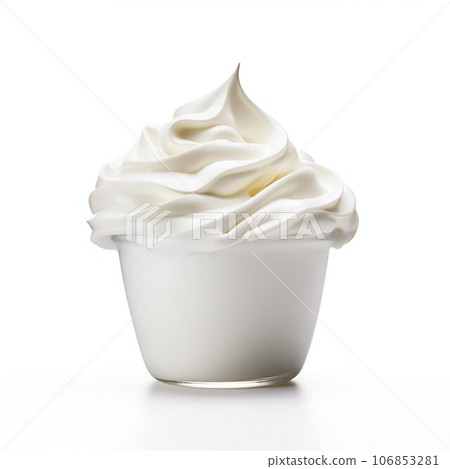 Fluffy Whipped Cream Ready for Toppings. Generative ai 106853281