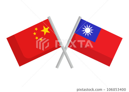 越過中國國旗和台灣國旗圖標集。向量。 106853400