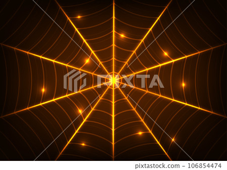 Digital technology web spider yellow neon light line connection network background Digital technology web spider yellow neon light line connection network background 106854474