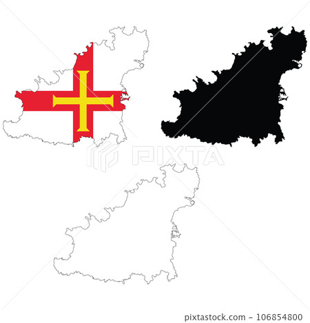 Guernsey Map icon. Guernsey Clipart. Guernsey Flag Map Svg. Outline. flat style. 106854800