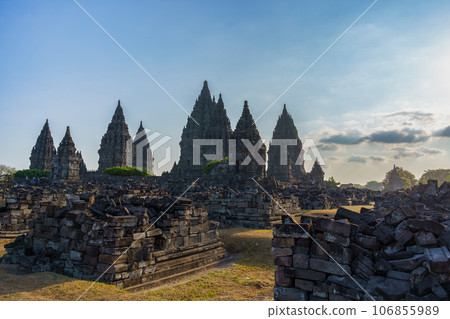 Prambanan temple and unrestored rubble (Yogyakarta, Indonesia) 106855989