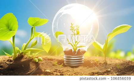 Plant Growing In light bulb on friendly environment concept 106856039
