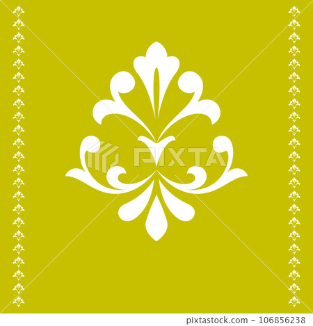 Damask graphic ornament. Floral design element. Yellow and white vector pattern 106856238