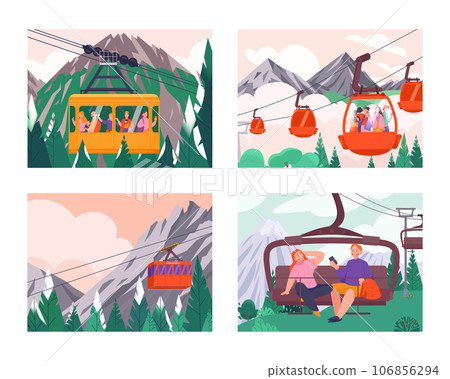 Four Landscape Cableway Color Concept Set Four Landscape Cableway Color Concept Set 106856294
