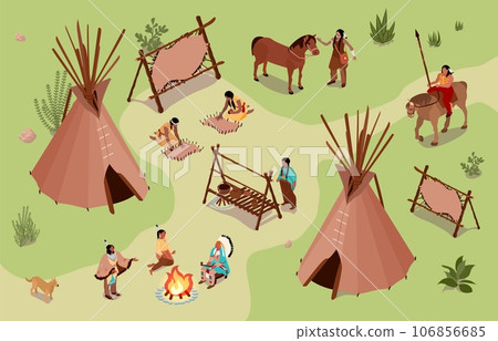Isometric Indians Habitat Composition 106856685