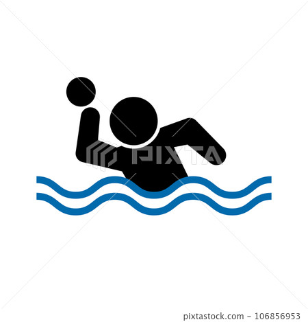 一個人打水球的圖標。向量。 106856953