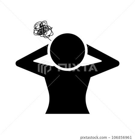 Silhouette icon of a person holding his head in trouble. vector. 106856961