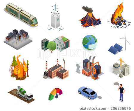 Air Pollution Isometric Icons Set 106856976