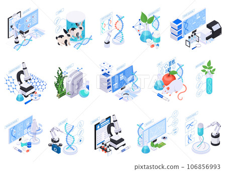 Biotechnology Isometric Compositions Set 106856993