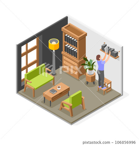Woman With Step Stool Composition 106856996