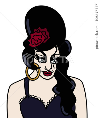 Young woman with babette hairstyle. Vector isolated illustration. Young woman with babette hairstyle. Vector isolated illustration. 106857117