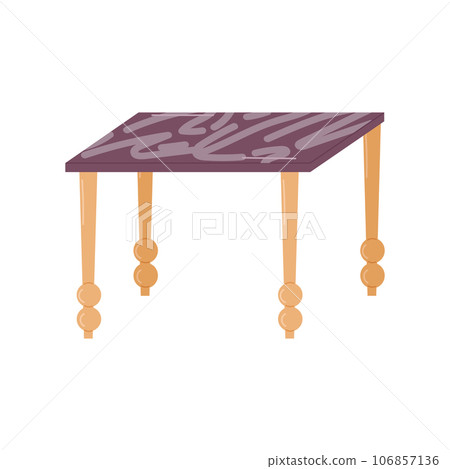 Classic marble dining table for interior design. Elements of home furniture. Vector flat illustration... Classic marble dining table for interior design. Elements of home furniture. Vector flat illustration... 106857136