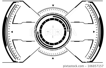 HUD sci-fi interface screen view black grey geometric on white design virtual reality futuristic technology creative display vector 106857157
