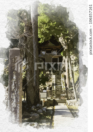 水彩風格不動院岩堂若狹町,鳥取縣八津郡 水彩風格不動院岩堂若狹町,鳥取縣八津郡 106857161