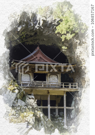 水彩風格不動院岩堂若狹町,鳥取縣八津郡 水彩風格不動院岩堂若狹町,鳥取縣八津郡 106857167