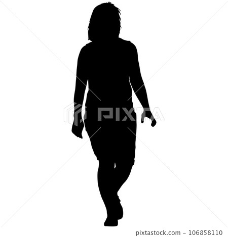 Silhouette of a walking girl on a white background 106858110