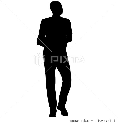 Silhouette of a walking man on a white background 106858111