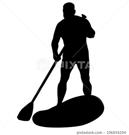 Silhouette of the Sport sup boat and oars. on a white background 106858204