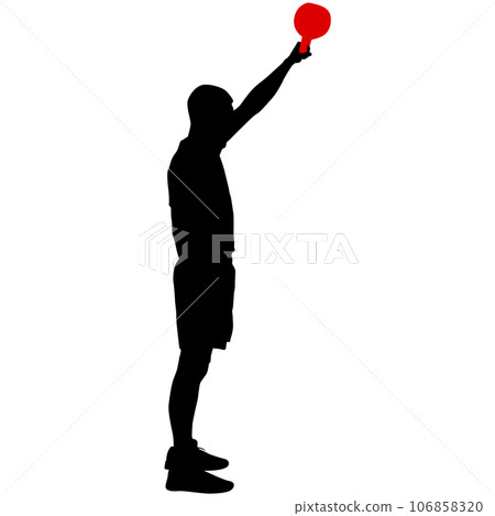 Silhouette muscular man holding kettle bell 106858320