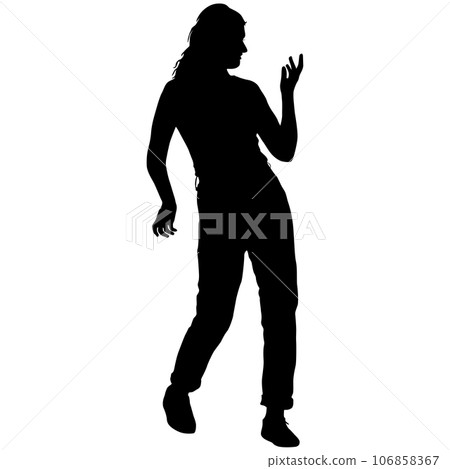 Silhouette of a dancing girl on a white background 106858367