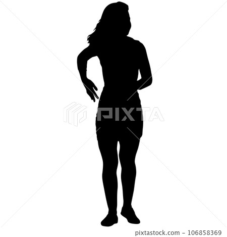 Silhouette of a dancing girl on a white background 106858369