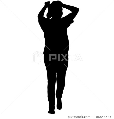 Silhouette of a dancing girl on a white background 106858383