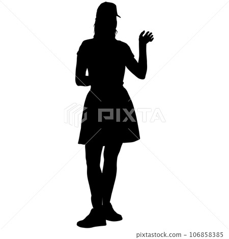 Silhouette of a dancing girl on a white background 106858385