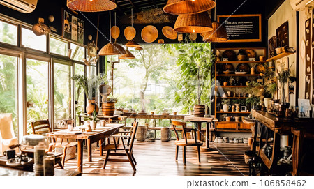 Nestled in the heart of rural Thailand, amidst the lush greenery of the forest and the sway of the trees, lies a charming little coffee shop that is as serene as it is unpretentious 106858462