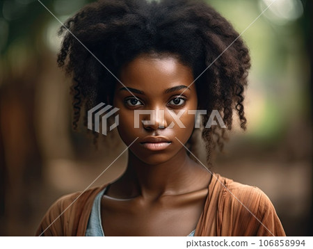 Atmospheric portrait of a beautiful tired weary looking young girl from Africa Atmospheric portrait of a beautiful tired weary looking young girl from Africa 106858994
