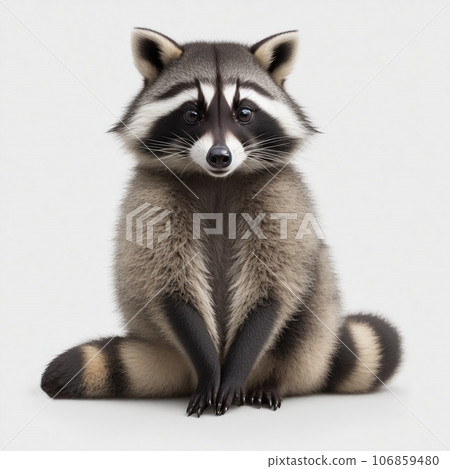 Raccoon sitting on a white background Raccoon sitting on a white background 106859480