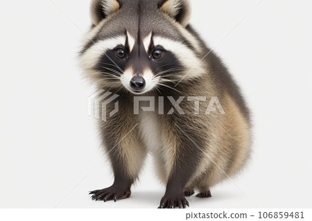 Raccoon sitting on a white background Raccoon sitting on a white background 106859481
