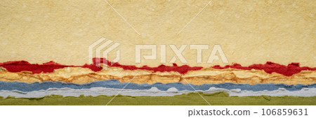 abstract paper landscape in vivid earth tones tones - collection of handmade rag papers, panorama web banner abstract paper landscape in vivid earth tones tones - collection of handmade rag papers, panorama web banner 106859631