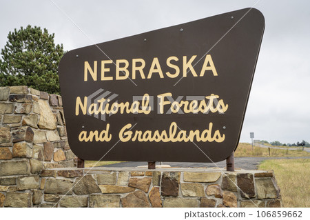 Nebraska National Forests and Grassland road sign near Halsey, NE 106859662