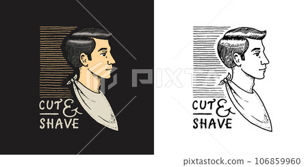 Photo barber shop illustration with hipster