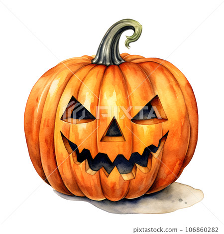 Halloween pumpkins clip art watercolor illustration, Jack O Lantern 106860282