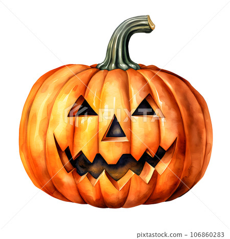 Halloween pumpkins clip art watercolor illustration, Jack O Lantern 106860283