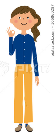 Young lady who issues OK sign 106860287